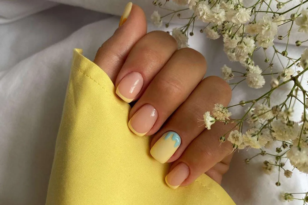 nail art warna kuning lemon