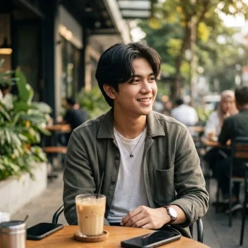 gaya rambut belah tengah
