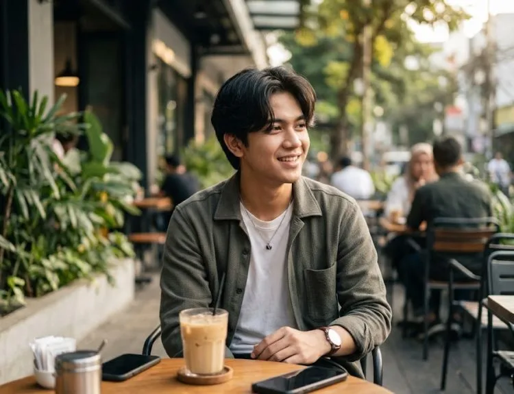 gaya rambut belah tengah