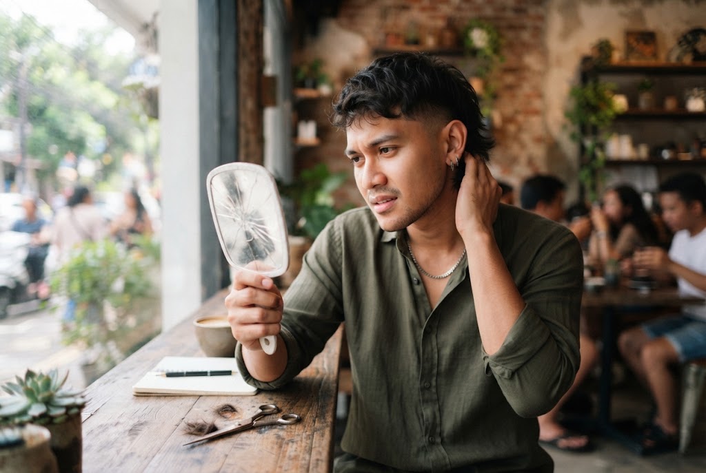 gaya rambut pria mullet.