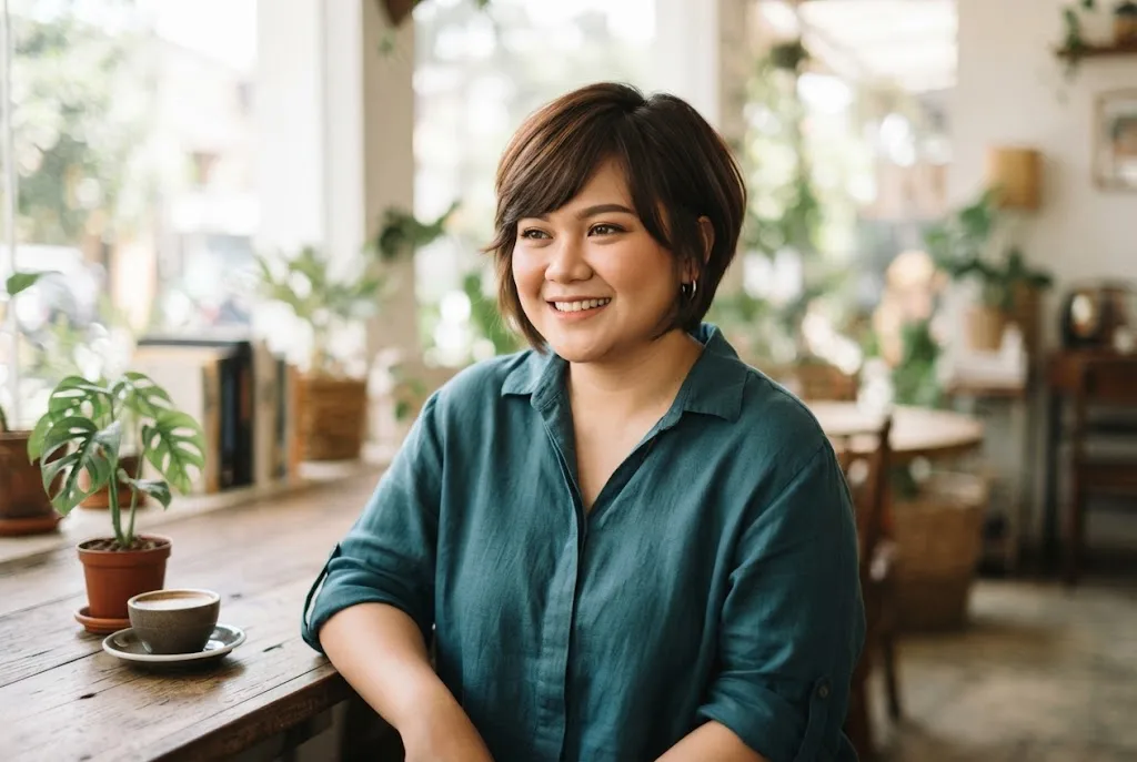 gemuk model rambut pendek untuk wajah bulat