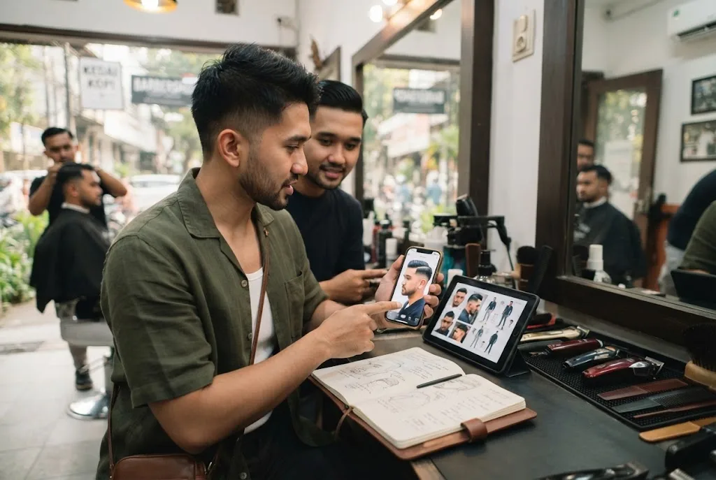 model rambut mid fade