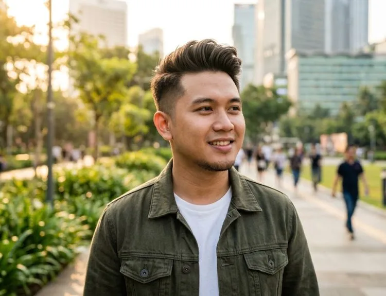 model rambut pria wajah bulat gemuk