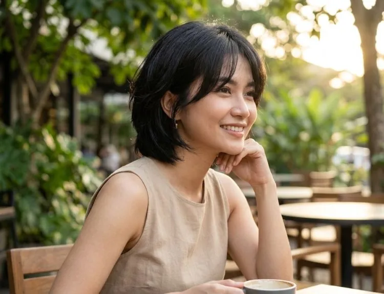 model rambut segi layer pendek