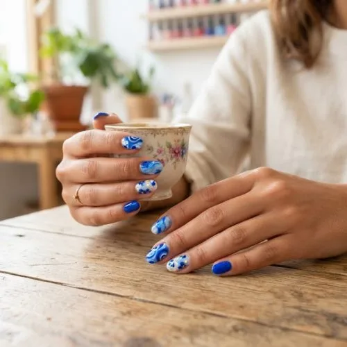 nail art biru