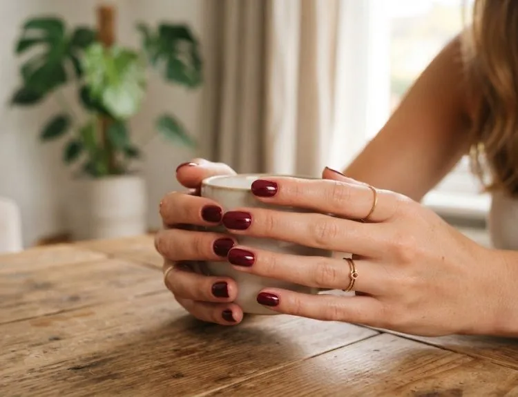 nail art simple maroon