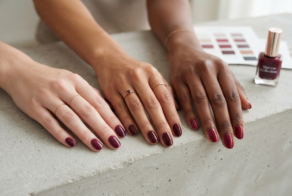 nail art simple maroon