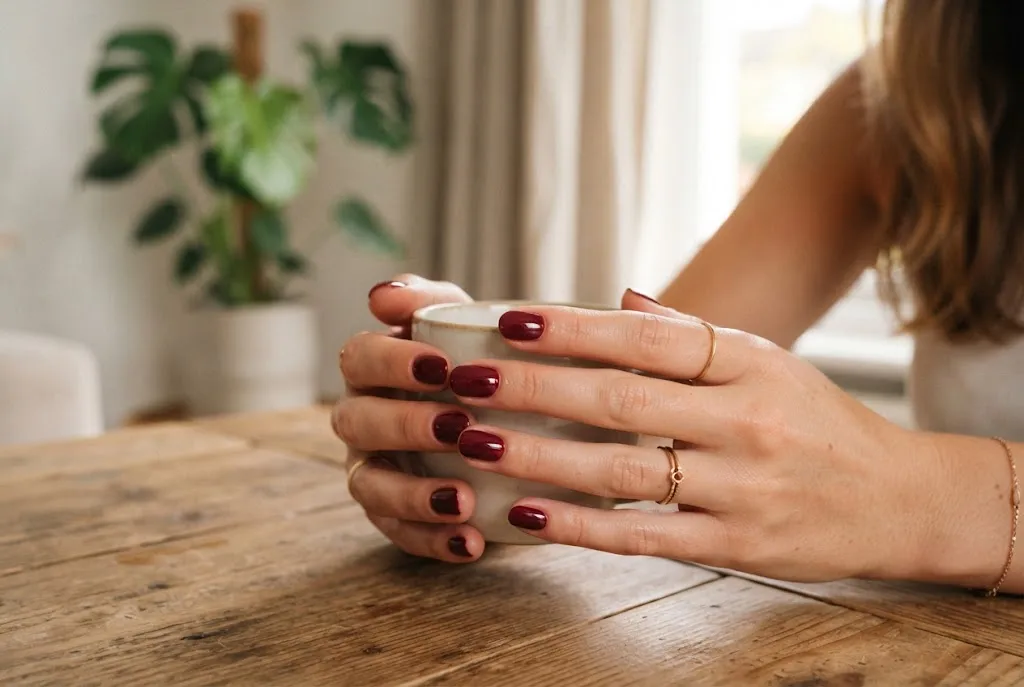 nail art simple maroon