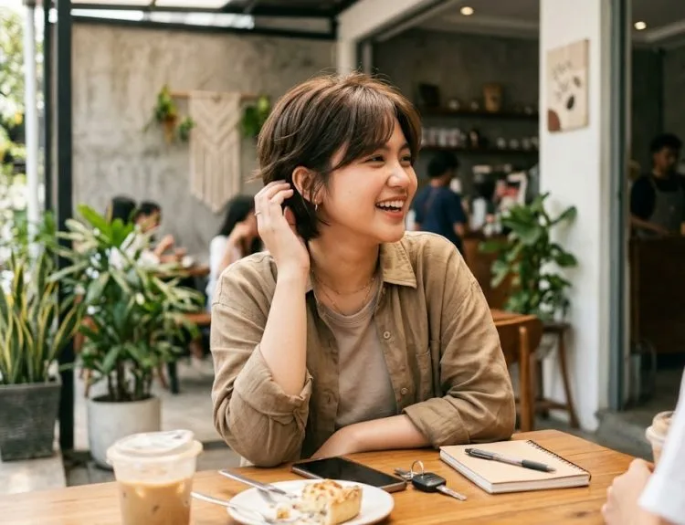 pipi tembem model rambut pendek wanita gemuk