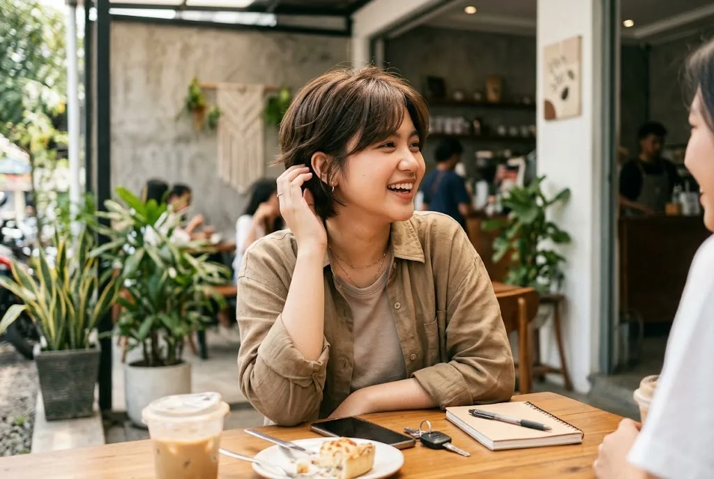 pipi tembem model rambut pendek wanita gemuk