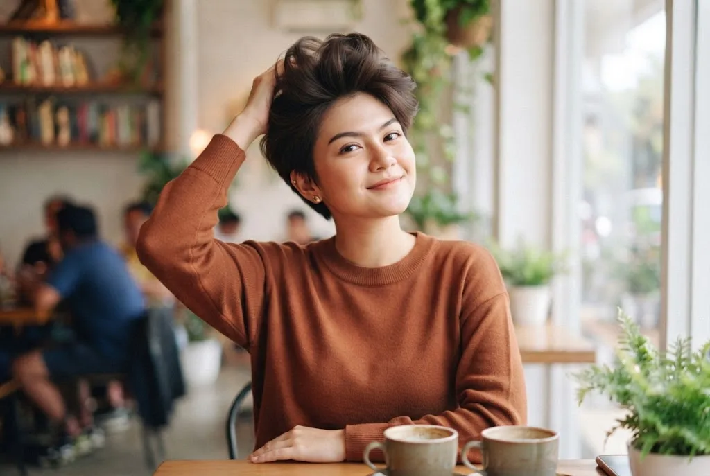 Pixie dengan Volume Atas yang Bikin Wajah Terasa Lebih Tinggi