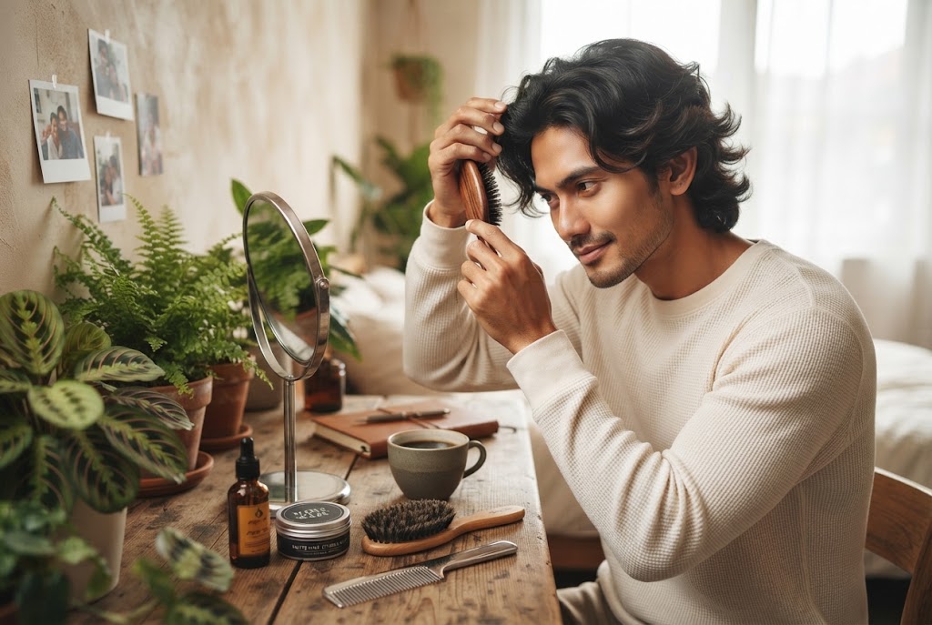 potongan rambut belah tengah