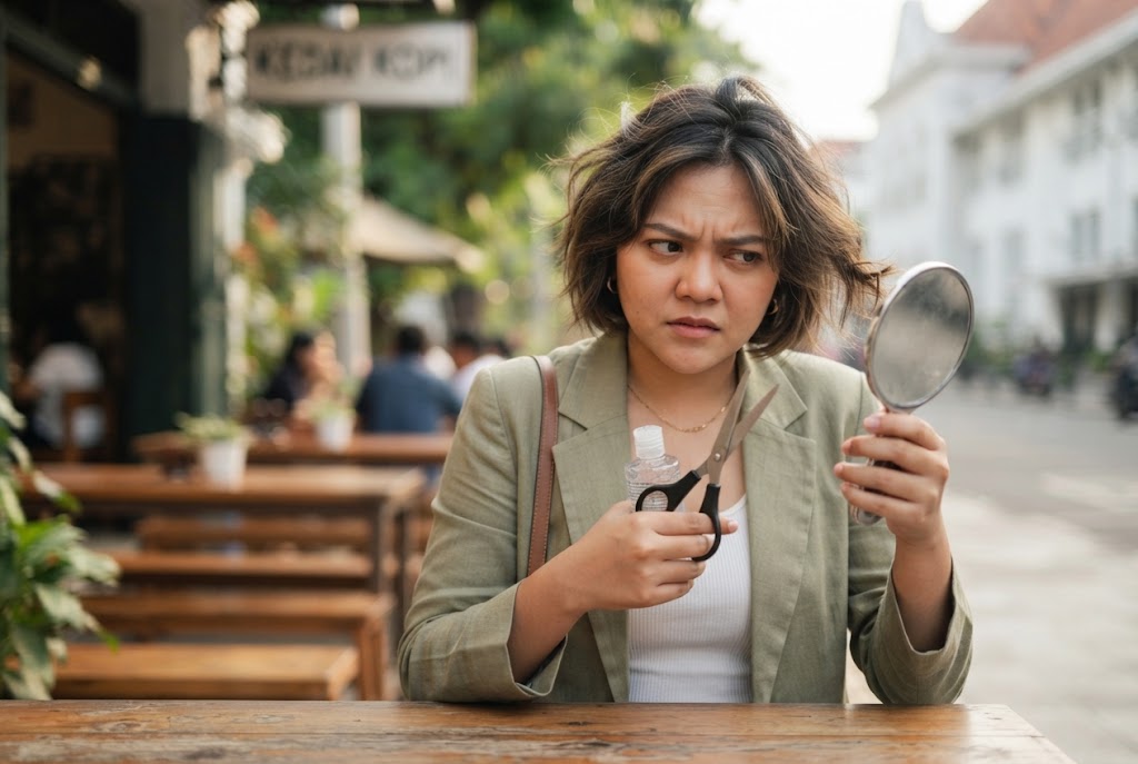potongan rambut pendek wanita wajah bulat