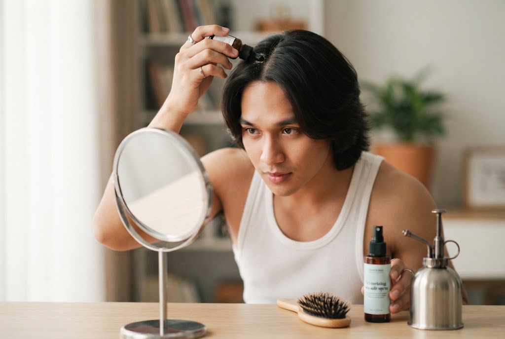 potongan rambut pria belah tengah