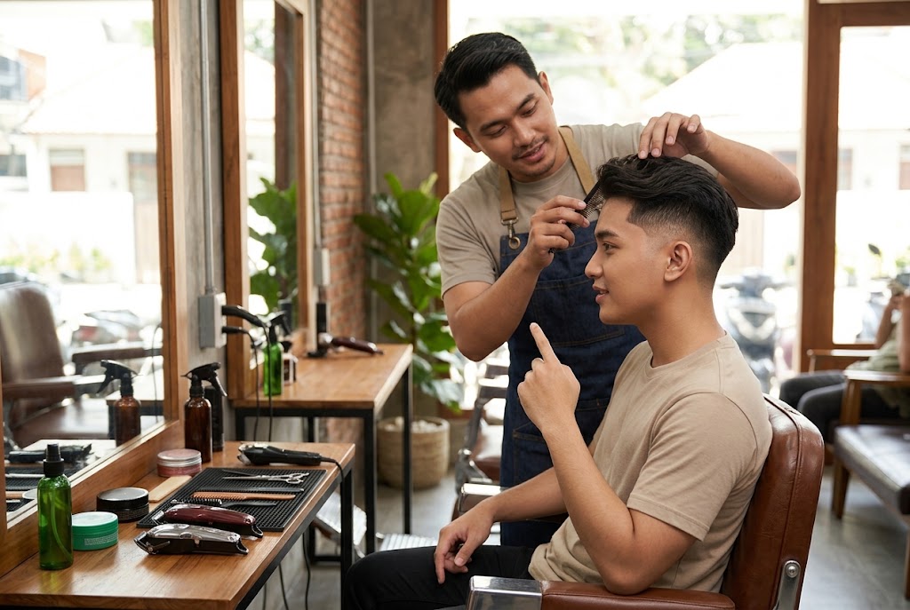 potongan rambut pria burst fade