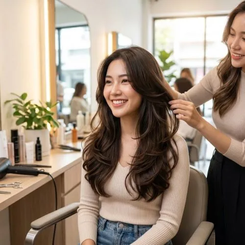 rambut layer panjang