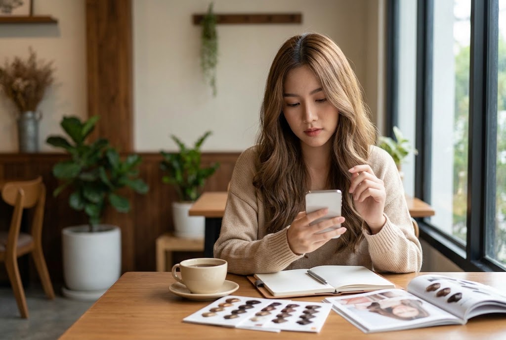 warna rambut milk tea brown